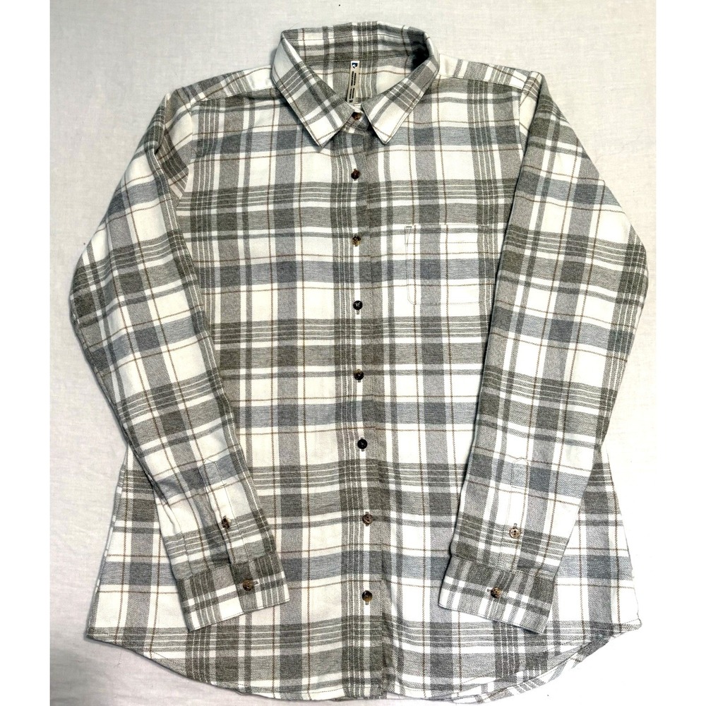 Kuhl Shirt Womens Medium Plaid Flannel Button Up Long Sleeve Gray Casual Top